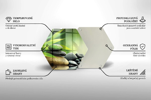 Tocător din sticlă Pietre de bambus Zen