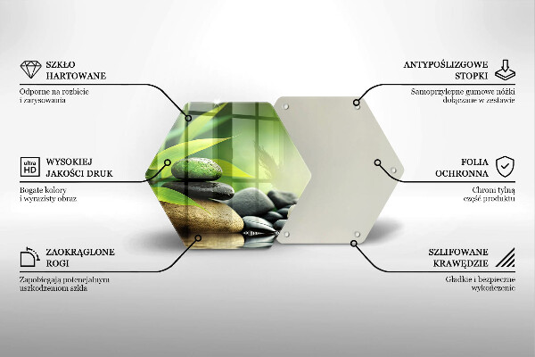 Tocător din sticlă Pietre de bambus Zen