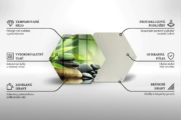 Tocător din sticlă Pietre de bambus Zen