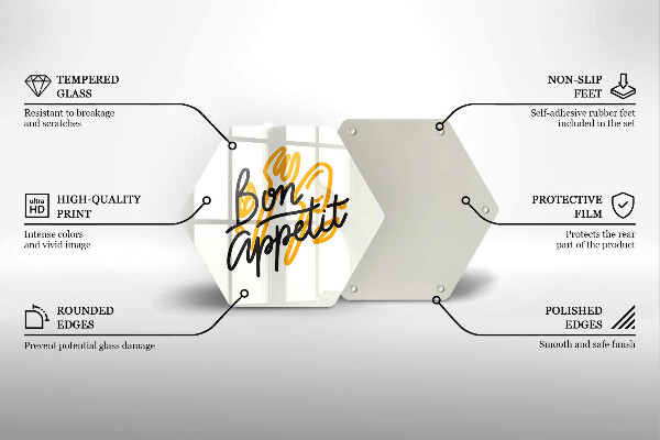 Tocător din sticlă Inscripție Bon appetit
