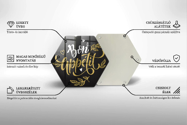 Tocător din sticlă Inscripție Bon appetit