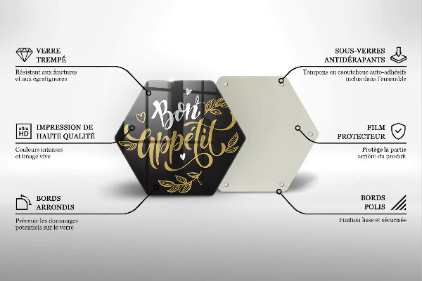 Tocător din sticlă Inscripție Bon appetit