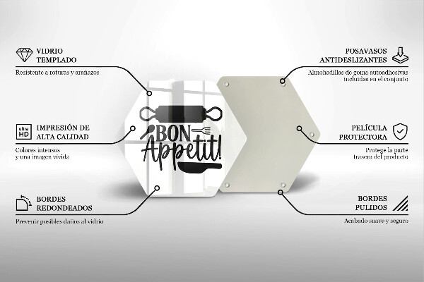 Tocător din sticlă Inscripție Bon appetit