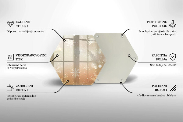 Tocător din sticlă Fulgi de nea