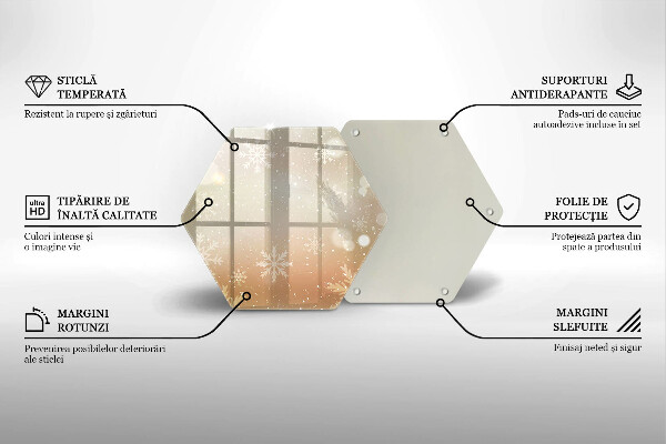 Tocător din sticlă Fulgi de nea