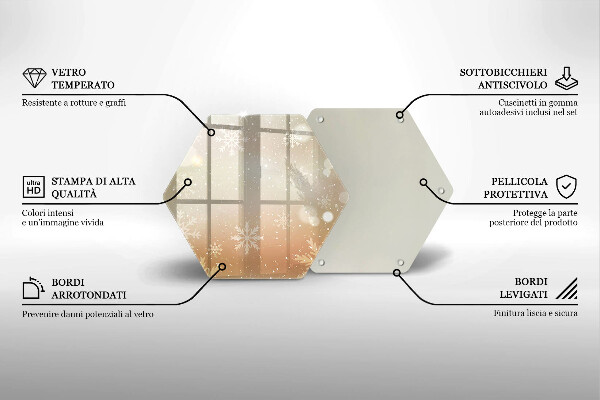 Tocător din sticlă Fulgi de nea