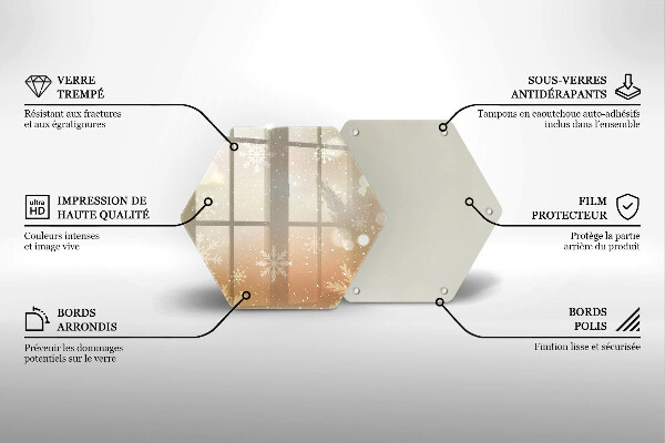 Tocător din sticlă Fulgi de nea