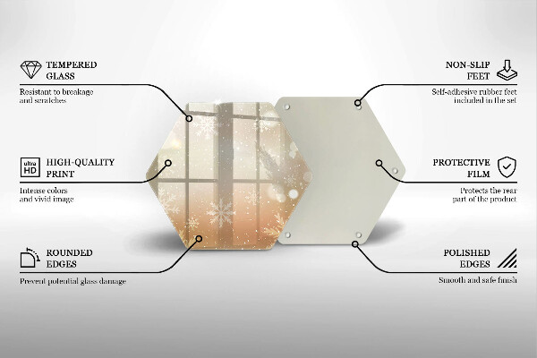 Tocător din sticlă Fulgi de nea