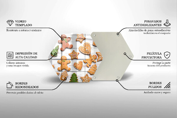 Tocător din sticlă Turtă dulce de Crăciun