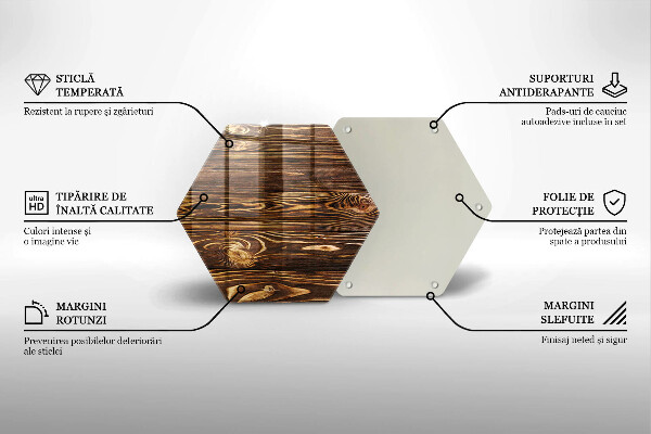 Tocător din sticlă Textura lemnului