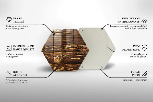 Tocător din sticlă Textura lemnului