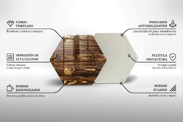 Tocător din sticlă Textura lemnului