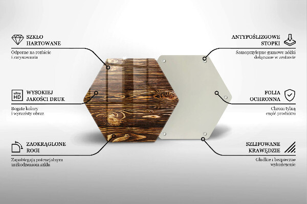 Tocător din sticlă Textura lemnului