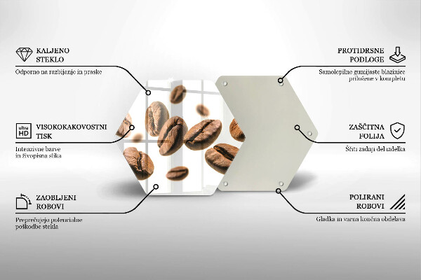 Tocător din sticlă Boabe de cafea