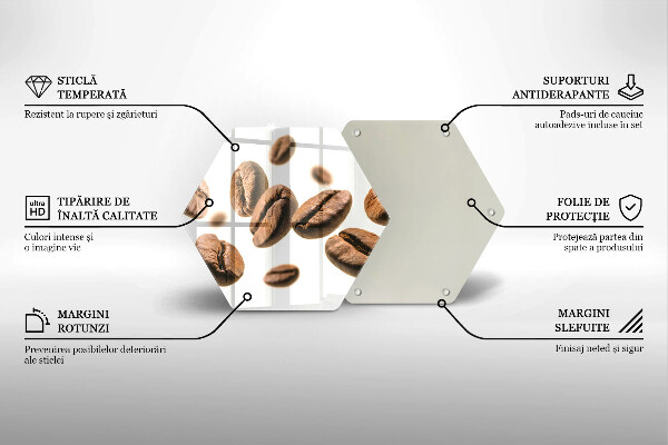 Tocător din sticlă Boabe de cafea