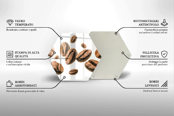 Tocător din sticlă Boabe de cafea