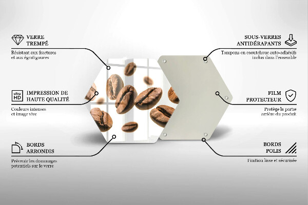 Tocător din sticlă Boabe de cafea