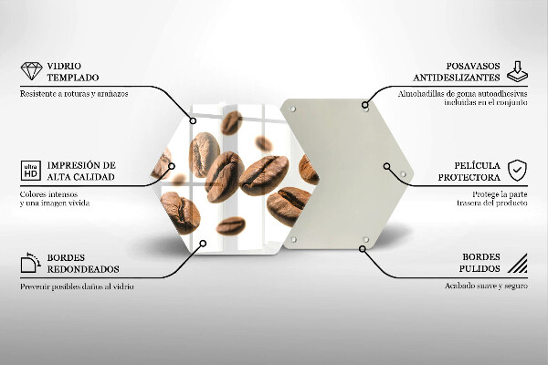 Tocător din sticlă Boabe de cafea