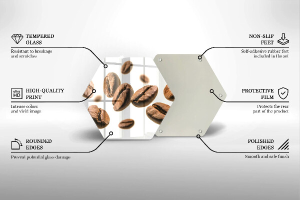Tocător din sticlă Boabe de cafea
