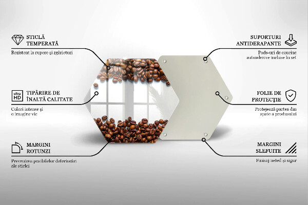 Tocător din sticlă Boabe de cafea
