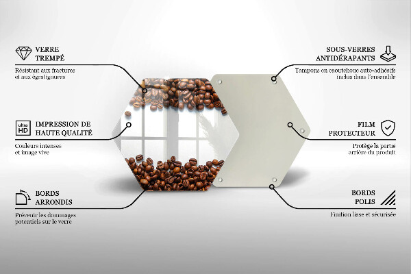 Tocător din sticlă Boabe de cafea