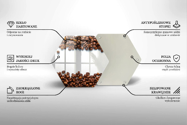 Tocător din sticlă Boabe de cafea