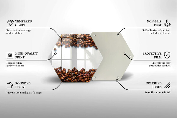 Tocător din sticlă Boabe de cafea