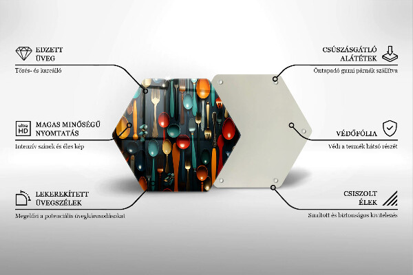Tocător din sticlă Linguri și furculițe colorate