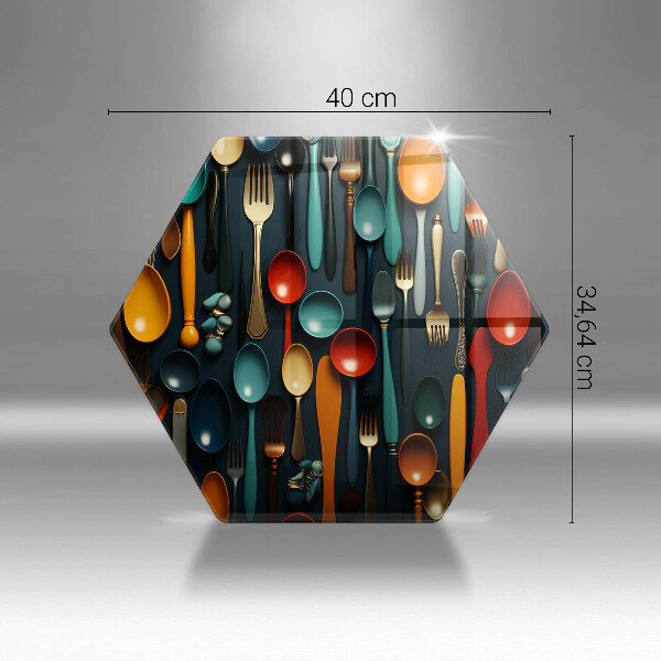 Tocător din sticlă Linguri și furculițe colorate
