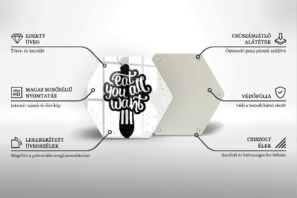 Tocător din sticlă Inscripția Eat all you want