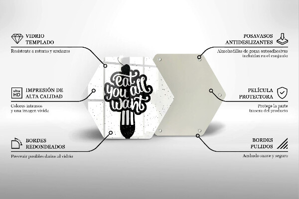 Tocător din sticlă Inscripția Eat all you want