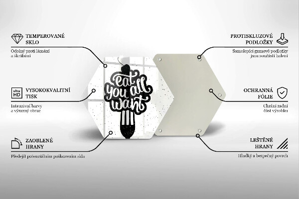 Tocător din sticlă Inscripția Eat all you want