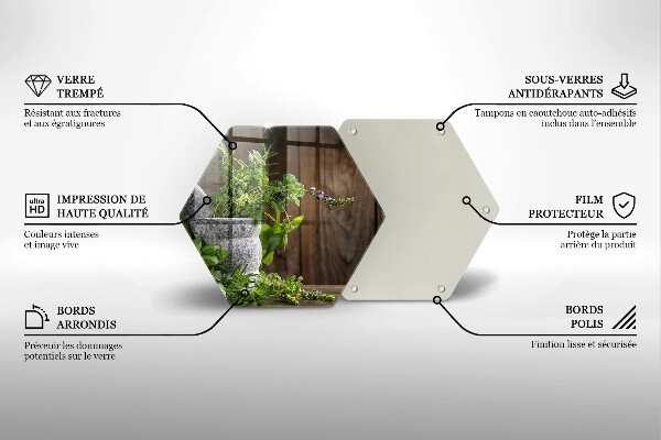 Tocător din sticlă Ierburi verzi