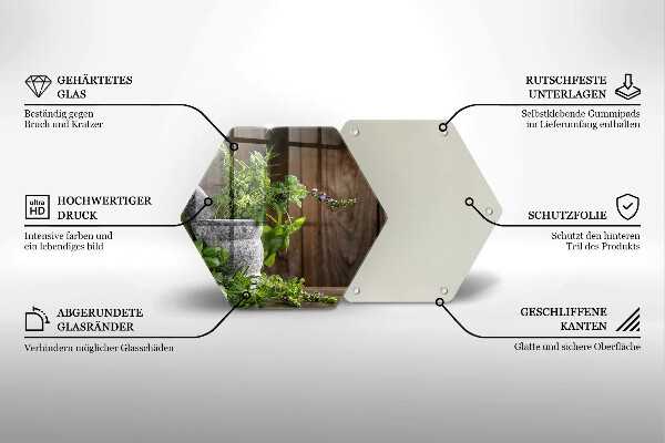 Tocător din sticlă Ierburi verzi