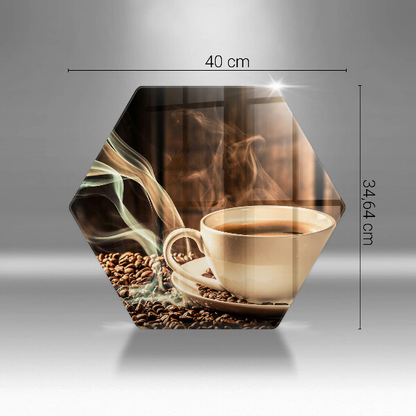 Tocător din sticlă ceașcă și boabe de cafea