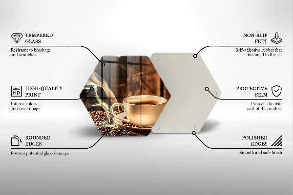 Tocător din sticlă ceașcă și boabe de cafea