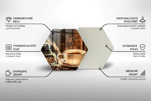 Tocător din sticlă ceașcă și boabe de cafea