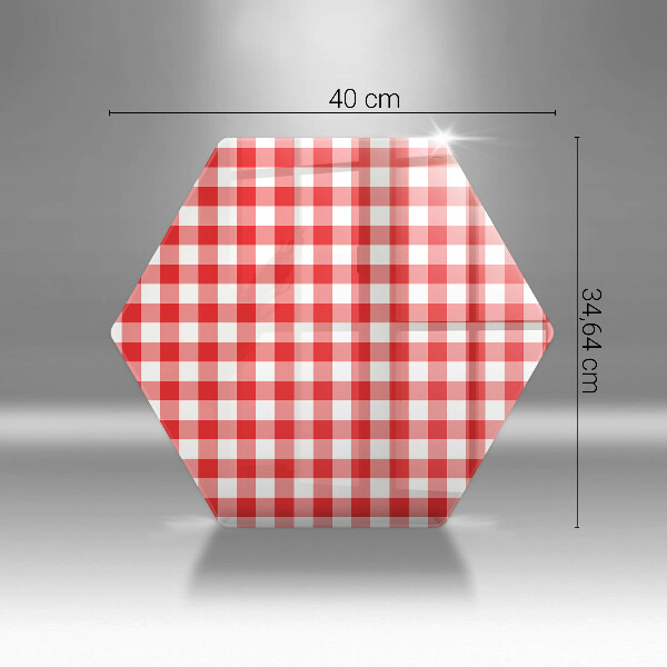 Tocător din sticlă Model în carouri roșu și alb