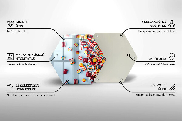 Tocător din sticlă Bomboane colorate