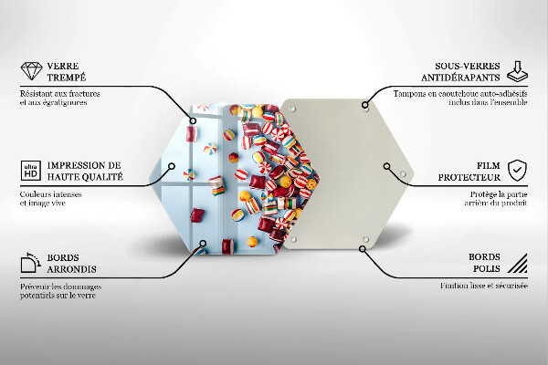 Tocător din sticlă Bomboane colorate