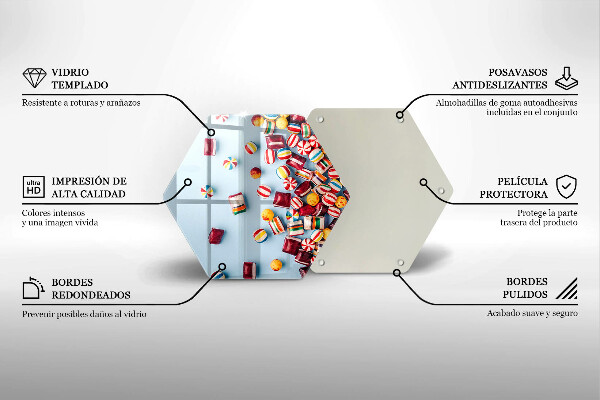 Tocător din sticlă Bomboane colorate