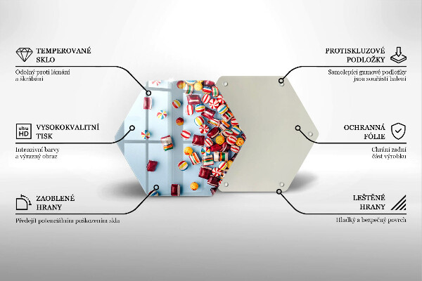 Tocător din sticlă Bomboane colorate