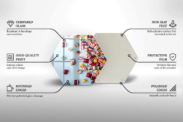 Tocător din sticlă Bomboane colorate