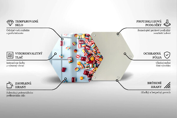 Tocător din sticlă Bomboane colorate