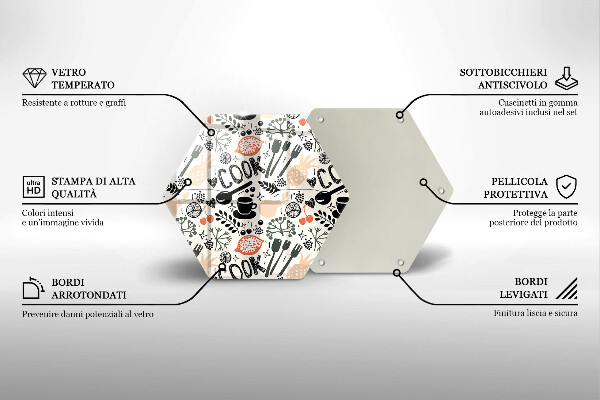 Tocător din sticlă Motiv de bucătărie din desene animate