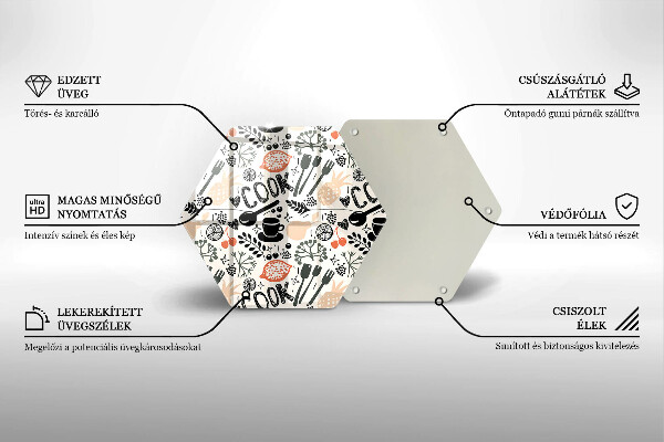 Tocător din sticlă Motiv de bucătărie din desene animate