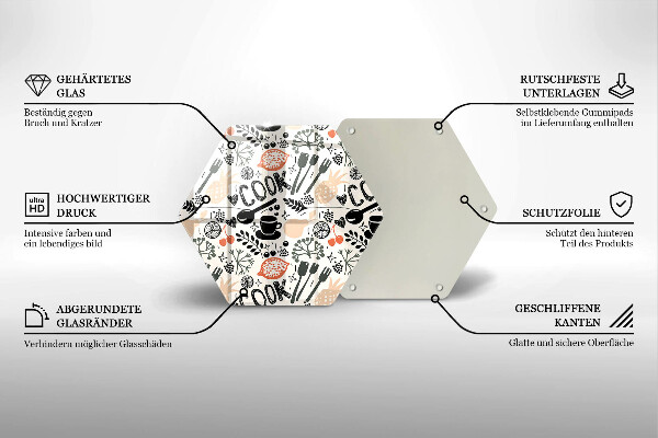 Tocător din sticlă Motiv de bucătărie din desene animate