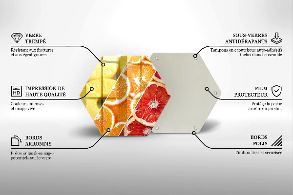 Tocător din sticlă Fructe colorate