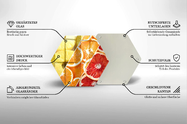 Tocător din sticlă Fructe colorate