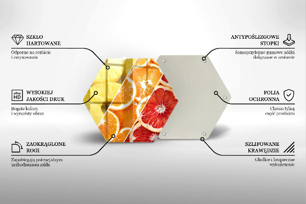 Tocător din sticlă Fructe colorate